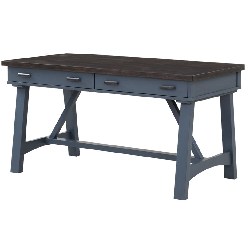Bankhead Writing Desk with Built in Outlets, Sable Top/Denim Base