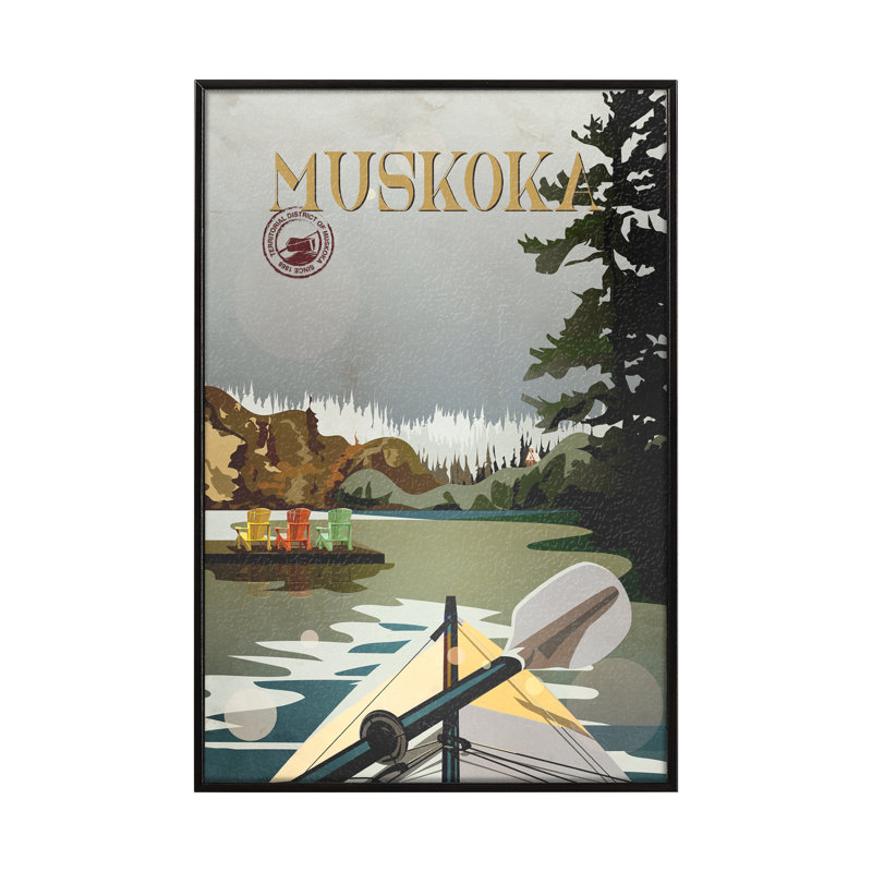 «Muskoka Go» par Simeng, reproduction d'art encadrée sous verre, H 15,5 po x l 10,5 po x P 1,5 po, Cadre flottant noir