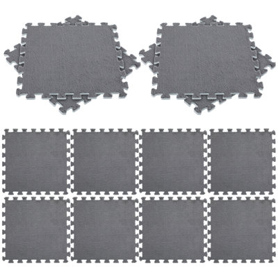 30Pcs Interlocking Carpet Tiles, 11.79" Anti-Slip Foam Floor Mat For Playroom Gym Home Office(Dark Grey）