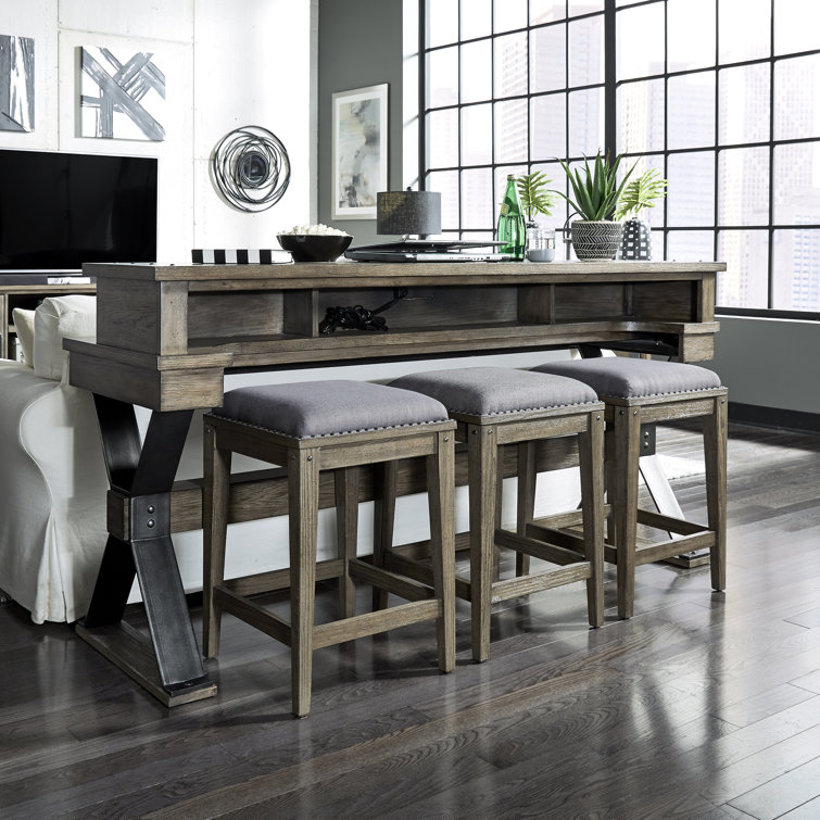 Millville 76" Console Table w/ Stools Set
