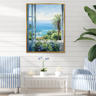 «Tropical Windows To The Beach I» - art mural de fenêtres côtières