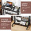 Bureau mobile mobile avec tablettes de rangement inclinables sur roulettes pour salon gris