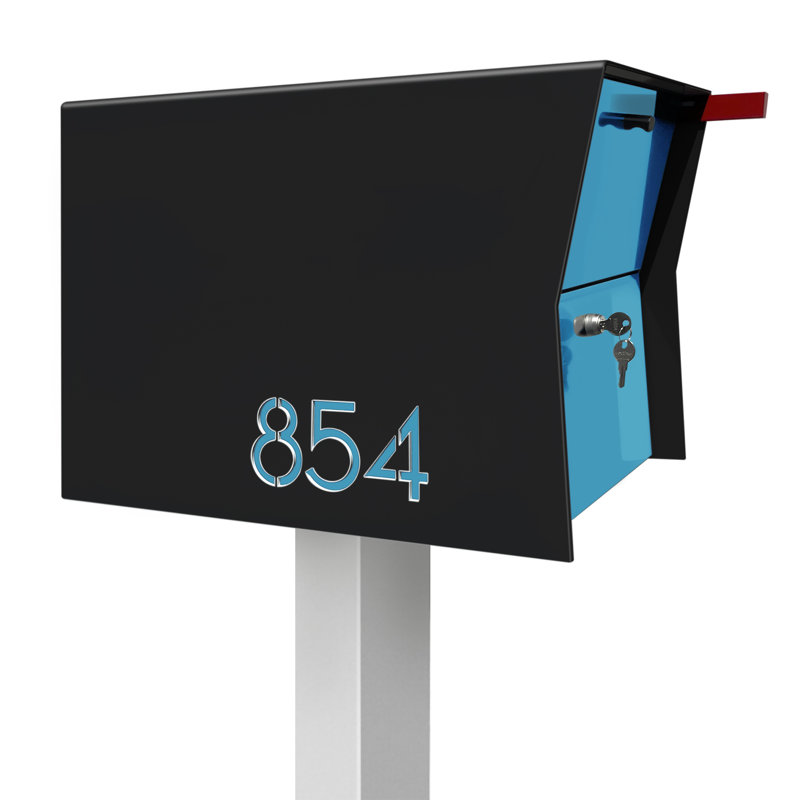 Boîte rétractable Retrobox en blanc et noir, Noir/turquoise, Oui