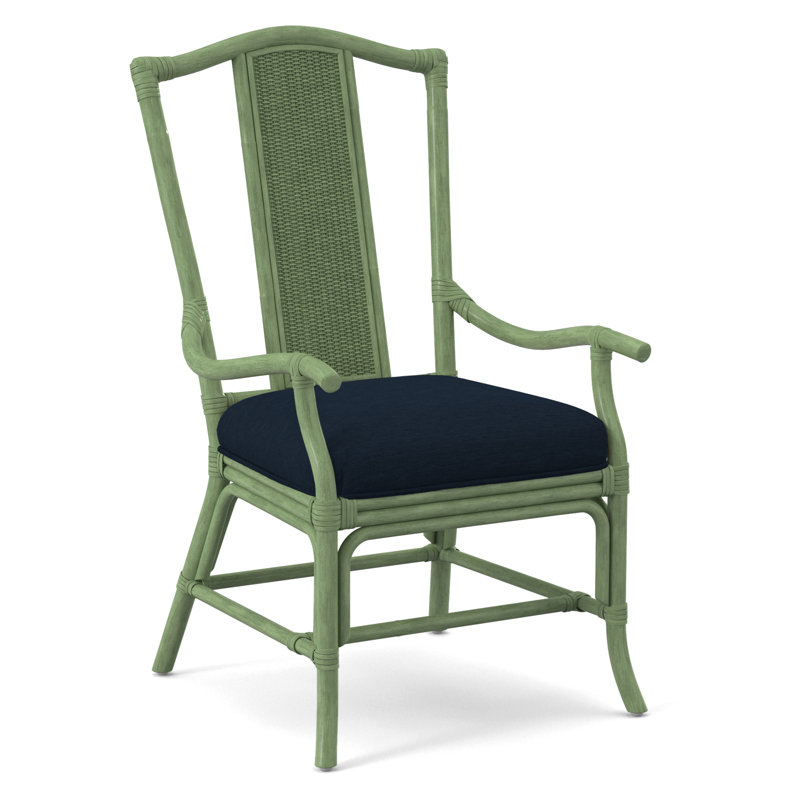 Drury Lane Slat Back Dining Arm Chair, Gray Sugar Performance; 0863-84, Celery