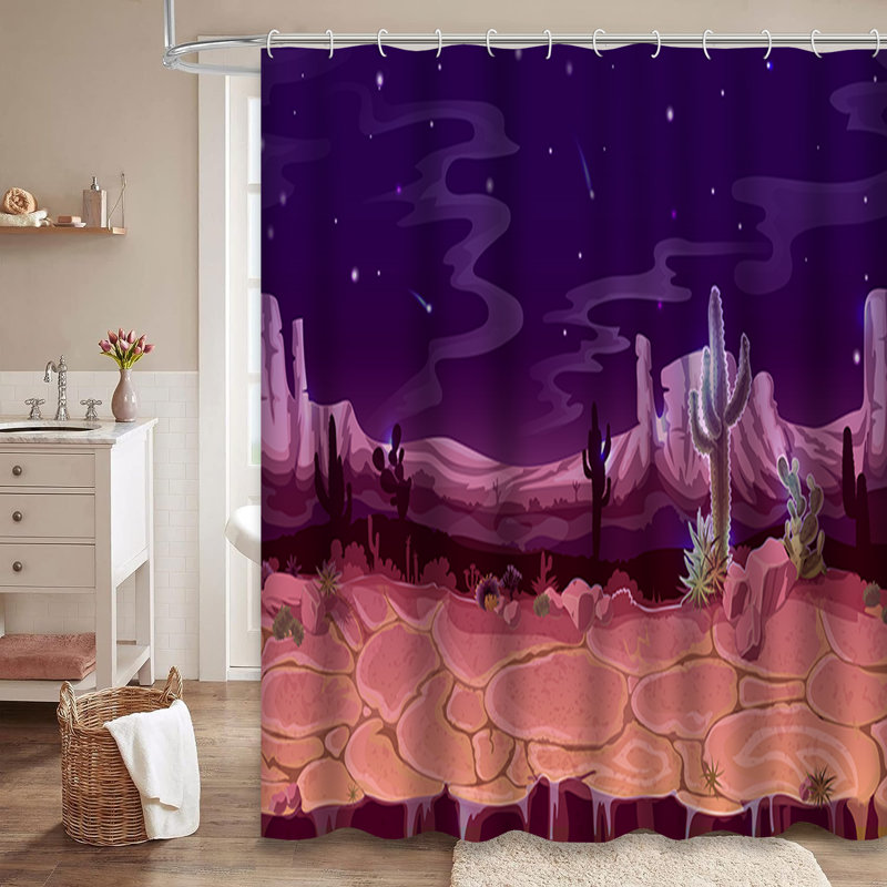 Rideau de douche avec 12 crochets Desert Night Landscape, L 72 po x l 78 po