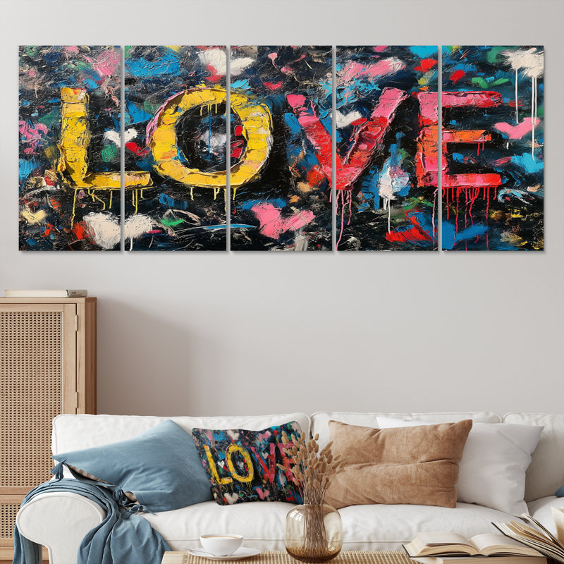 «Love Pop Art Graffiti Artwork», ensemble de reproductions d'art mural Pop Art, H 32 po x l 80 po