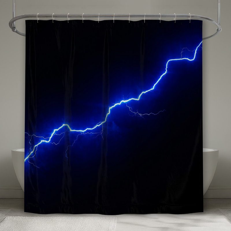Blue Lightning Bolt Shower Curtains Extra Long, 70in W x 93in H