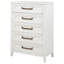 Commode de chambre à 5 tiroirs Loane - blanc vieilli