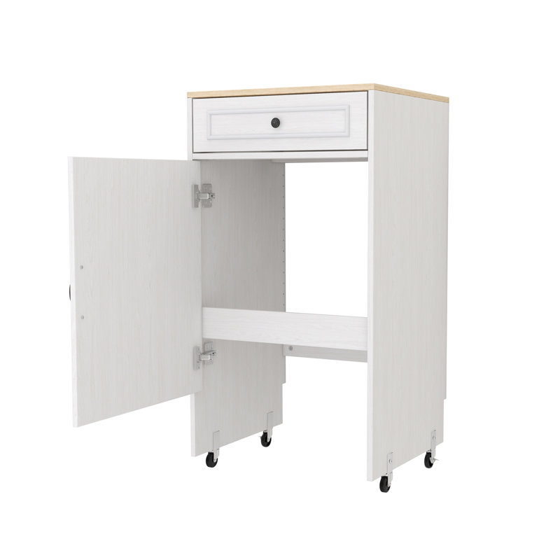 Robot aspirateur avec roulettes, support de rangement pour robot avec portes et tiroirs, table d'appoint pour salon, bureau personnel, cuisine - blanc antique