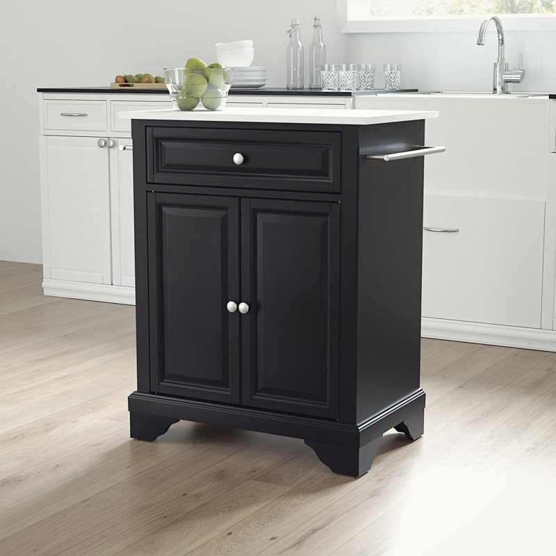 Apolonia Granite Top Kitchen Cart, Black