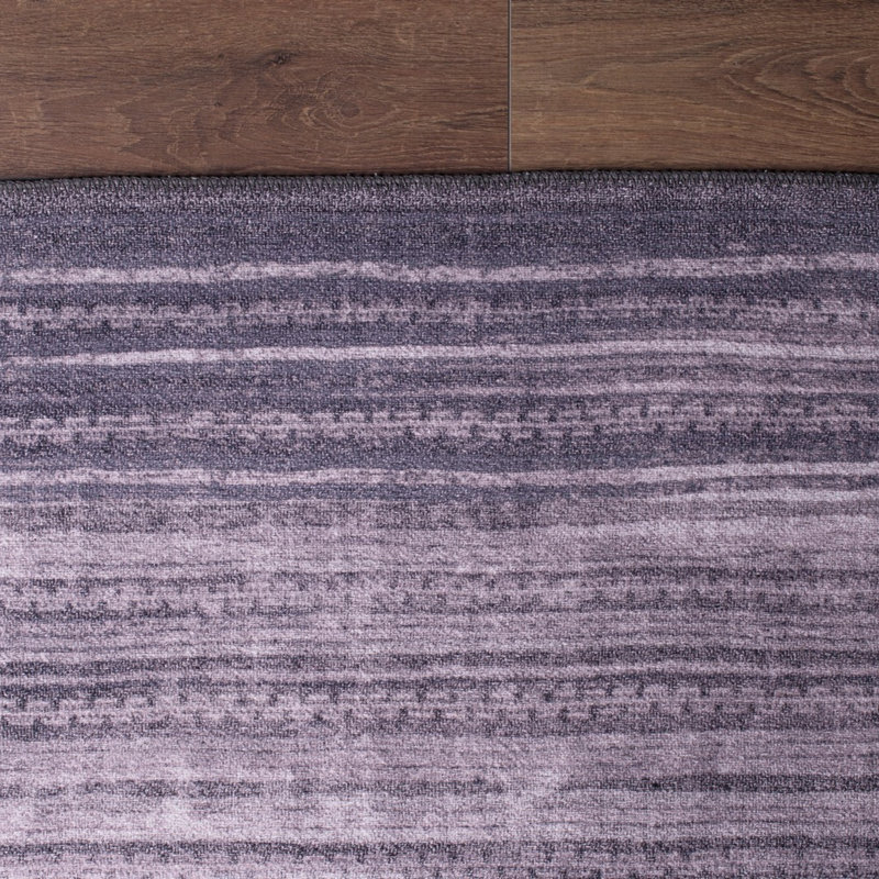 Tapis gris clair / gris foncé en polyester fabriqué à la machine Deboah, Rond 4 pi 11 po