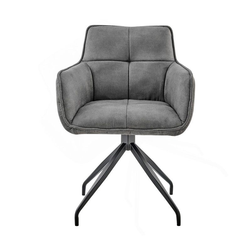 Chaise d'appoint Flannor en tissu gris anthracite et pieds en métal noir