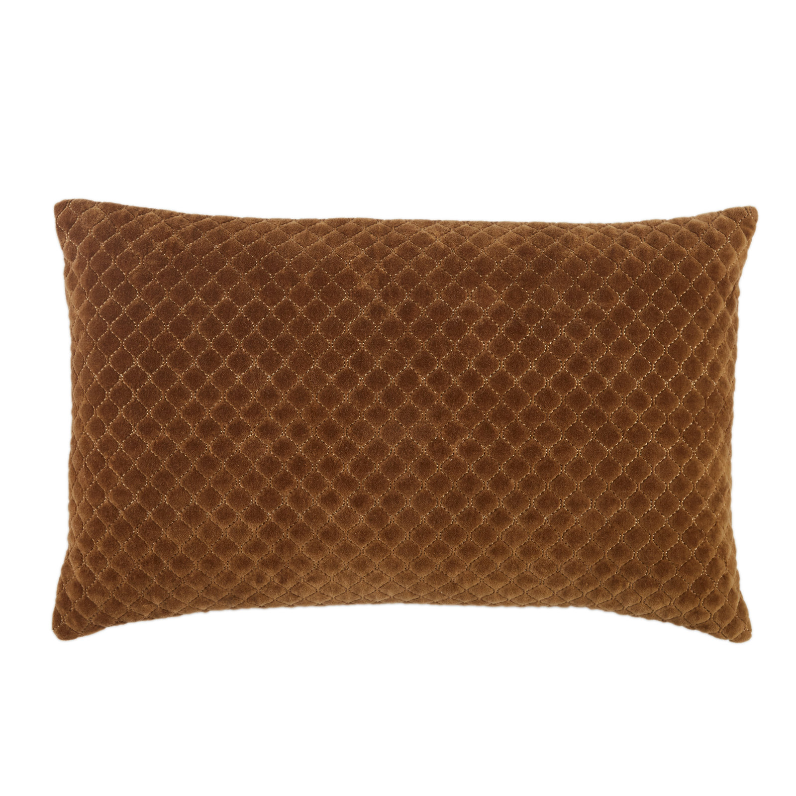 Ryans Embroidered Cotton Lumbar Throw Pillow, Down Alternative, Brown Lattice, Rectangle 13" H x 21" W