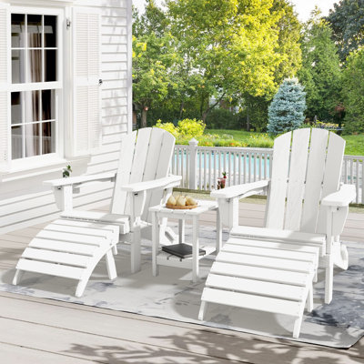 Ensemble de chaises Adirondack en plastique 5 pièces avec table d'appoint et repose-pieds Dalson