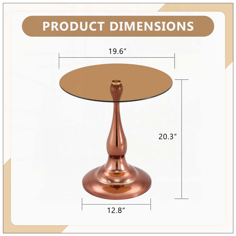 Table de bout ronde 19,6 pouces, Brun, or rose