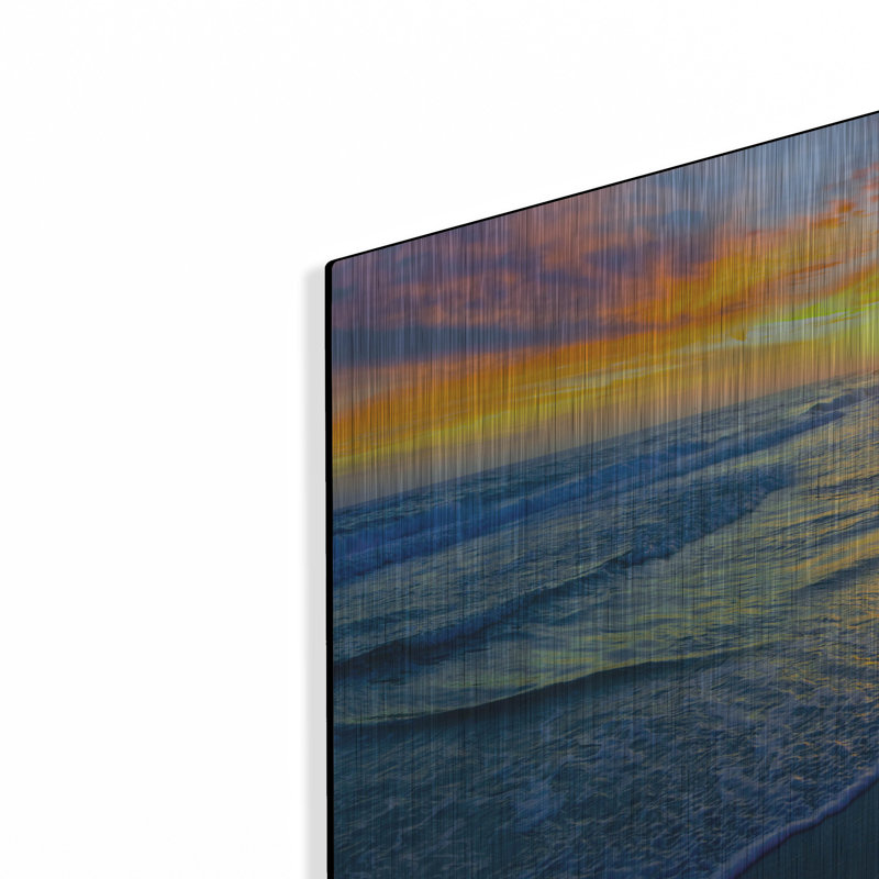 " Yellow Sun Sunset Red And Blue Seascape " by Ezra Tanner, 12" H x 16" W