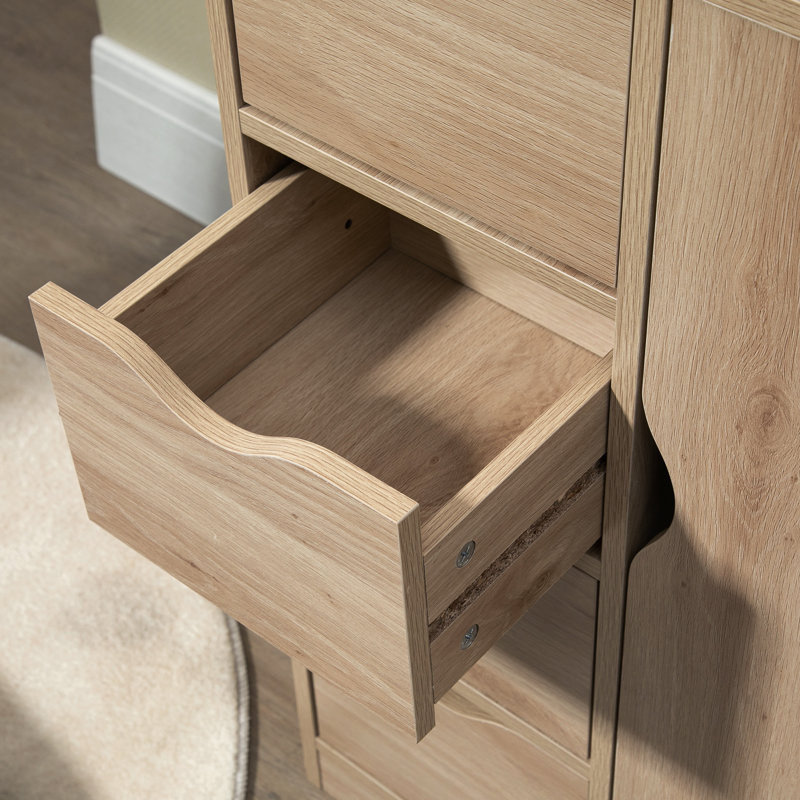 Bathroom Cabinet, Freestanding Cabinet With 4 Drawers, Natural
