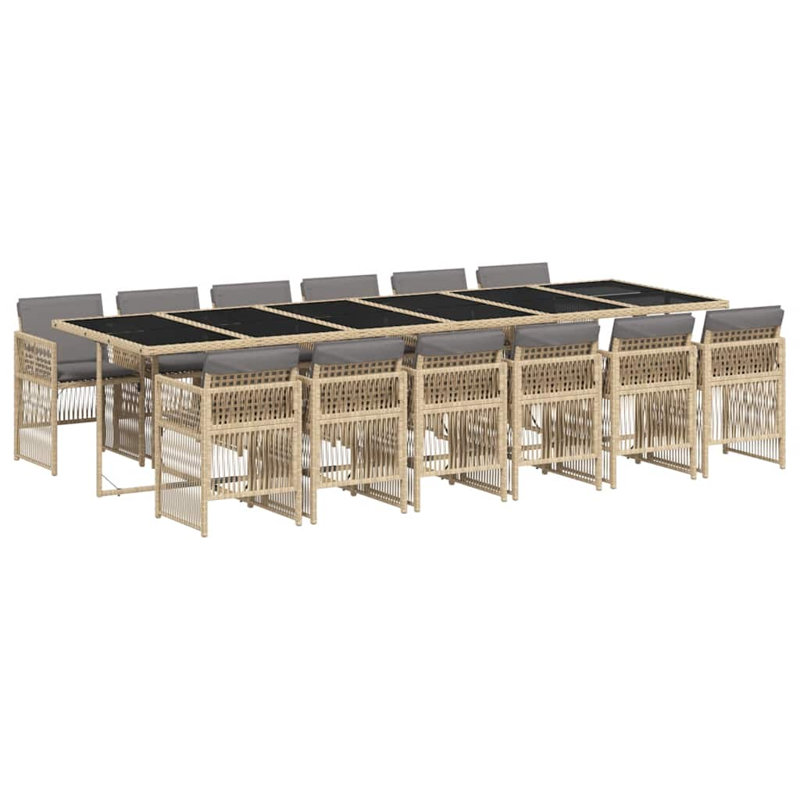 Patio Dining Set with, 73cm H x 330cm W x 106cm D, Mix Beige, Grey