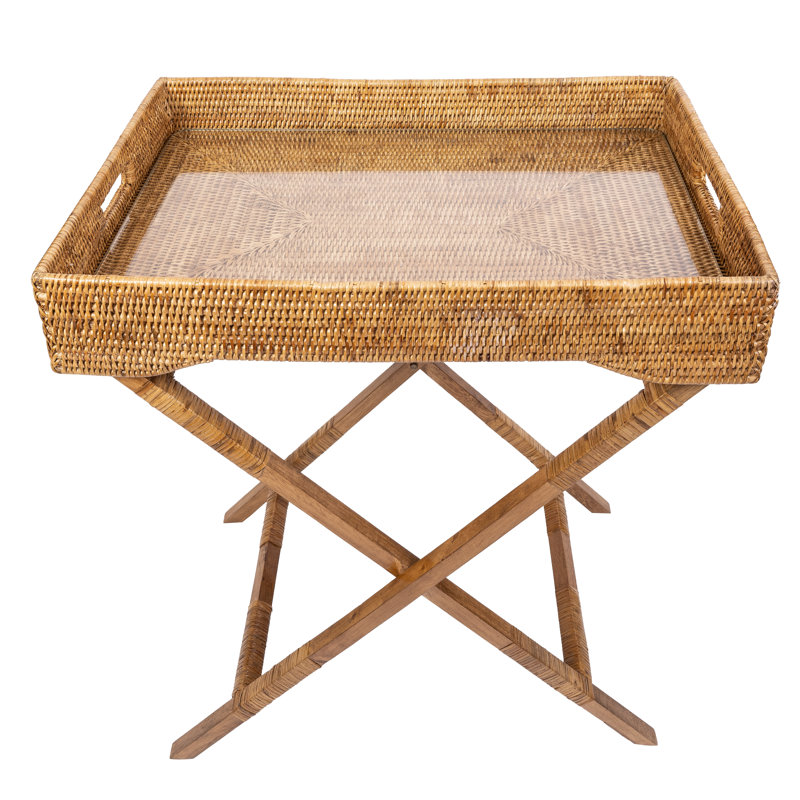 Table de bout avec plateau en rotin Artifacts, Brun miel