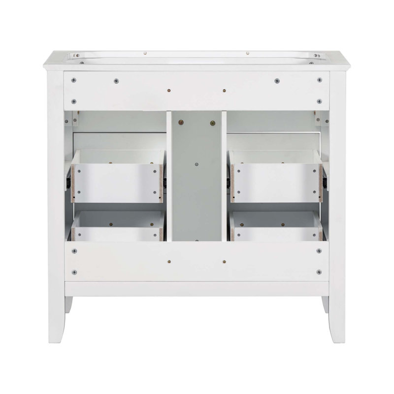 Ensemble de meuble-lavabo sur pied 36 po sans lavabo, meuble-lavabo simple autoportant avec quatre tiroirs, armoire de rangement en bois massif seulement