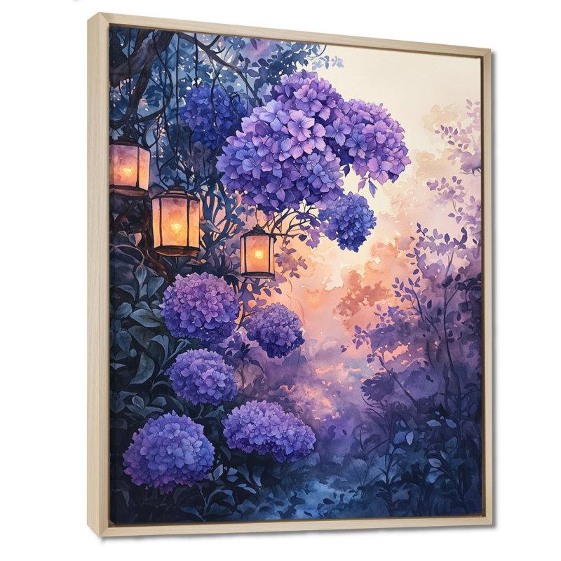 Impression sur toile «Hortensia campagne et lumière II», 20" H x 12" W, Reproduction avec cadre flottant, Crème, crème