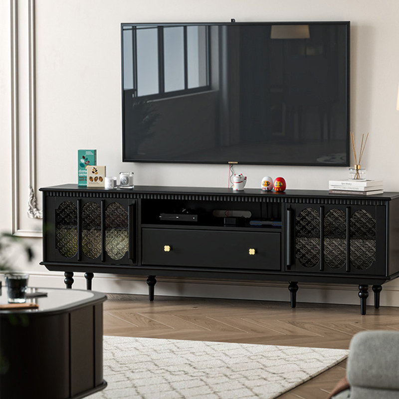 Meuble télé noir clair vintage de 94,49 pouces