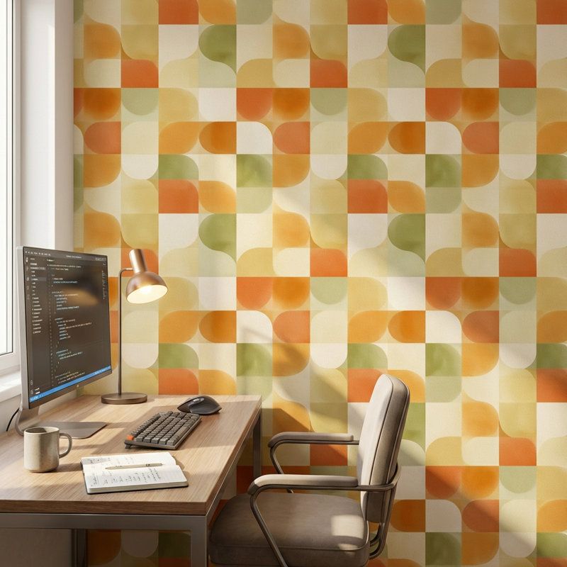 Papier peint moderne Mid Century, Peler et coller