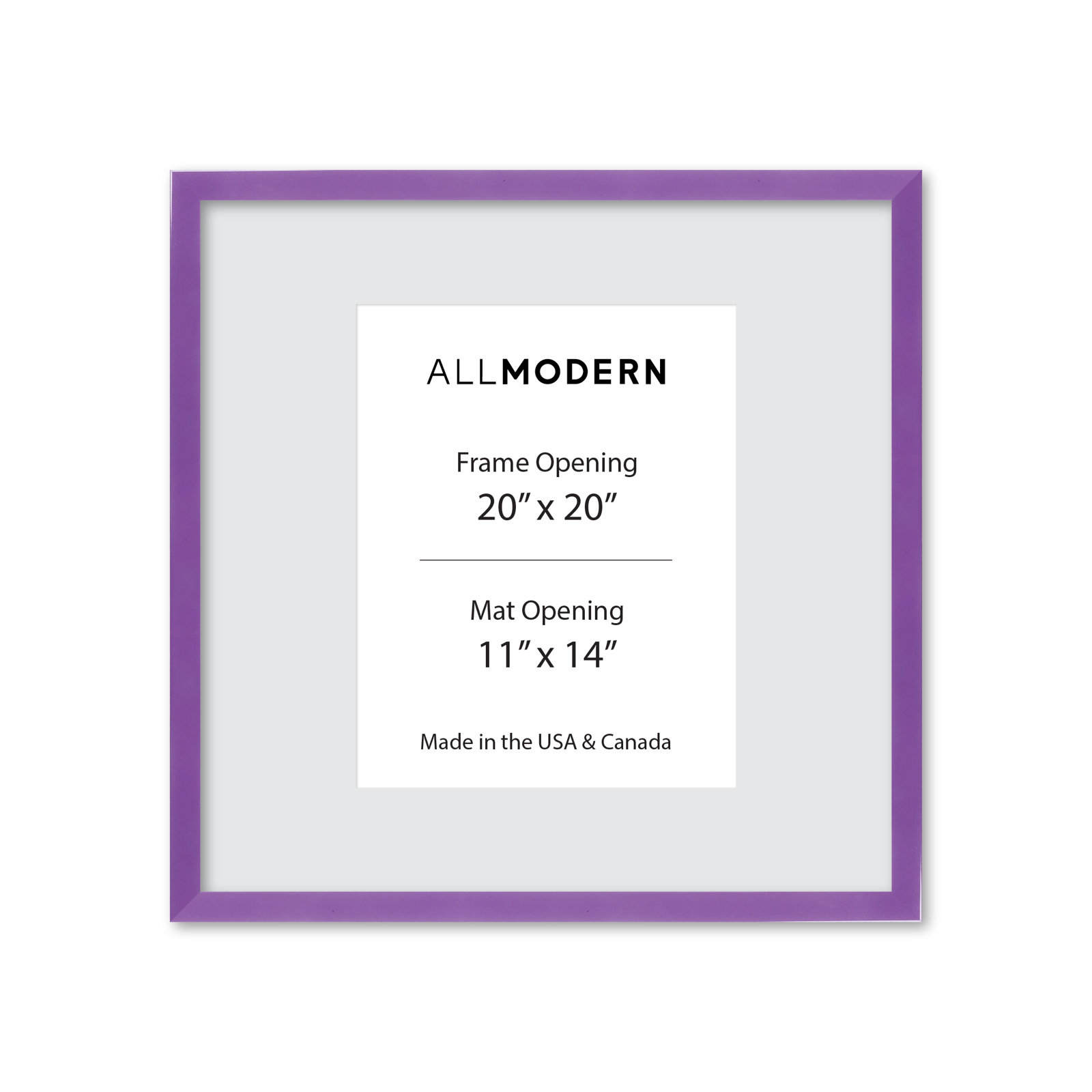 Benny Solid Wood Picture Frame, Plum Purple, 21.75" x 21.75", Included Mat