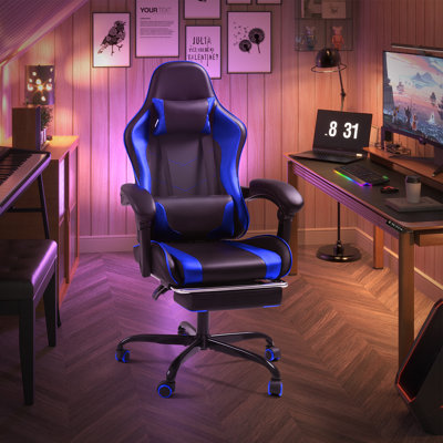 Adjustable Video Gaming Chair with Massage Swiveling PC & Racing Game Chair with Footrest