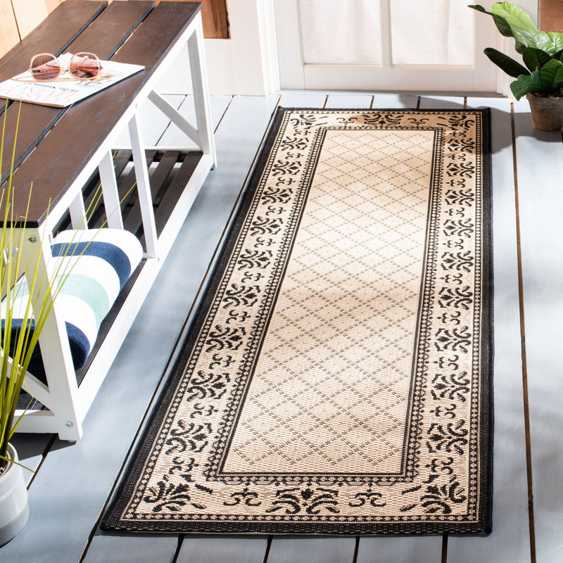 Arneshia Oriental Tan / Black Indoor / Outdoor Area Indoor/Outdoor Area Rug, Runner 2'3" x 6'7"