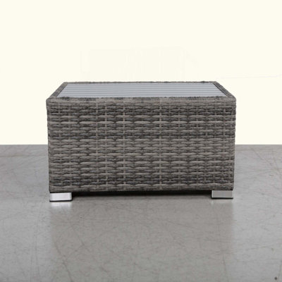 Table d'appoint à lattes avec plateau en aluminium - entièrement assemblée