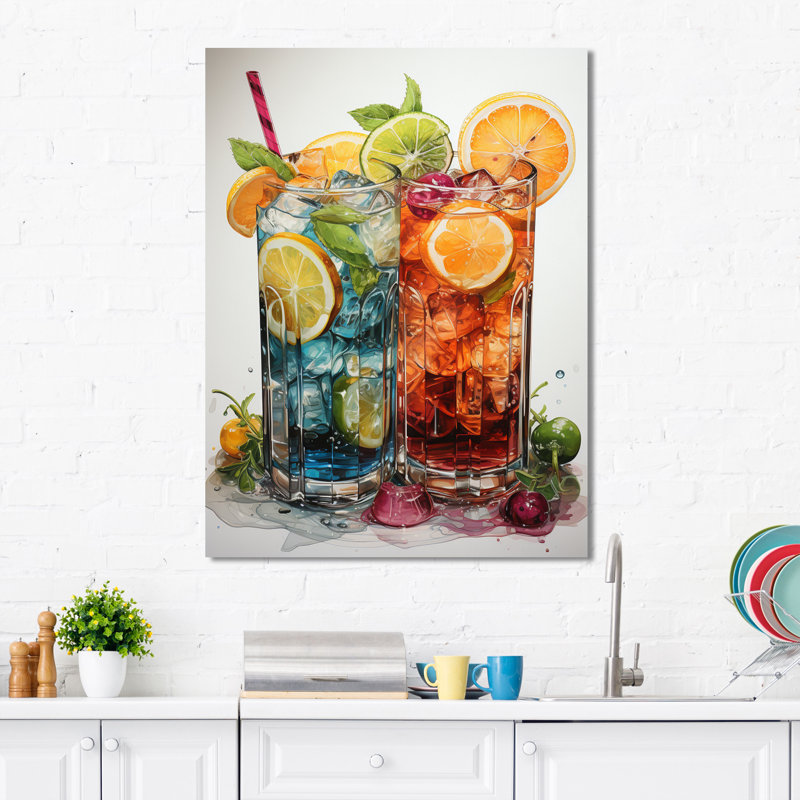 Jef Food Cocktail A Glamour II, H 32 po x l 16 po x P 1 po, Toile tendue