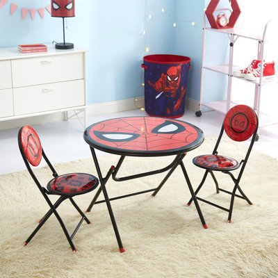 Marvel Spiderman 3 Piece Foldable Round Table And Chair Set by Idea Nuova