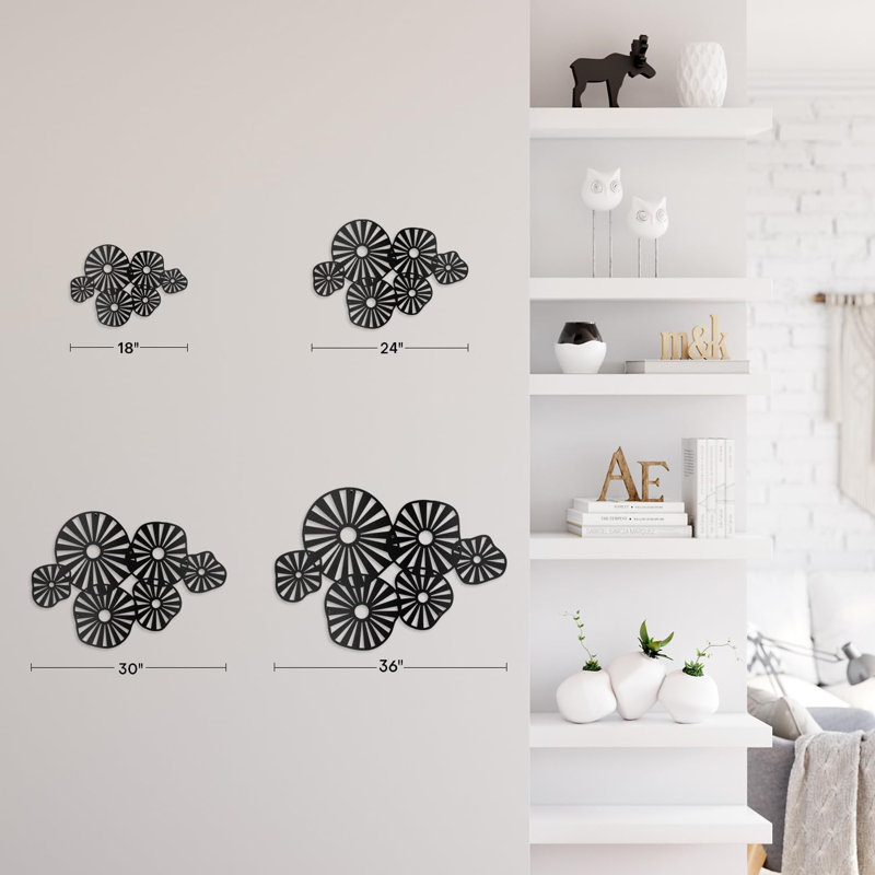 Wall Decor Metal, 18" H x 36" W x 0.05" D, Black
