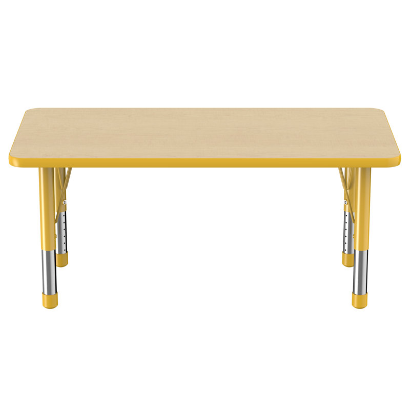 Table d'activité rectangulaire à hauteur réglable en forme de T, 24 po x 48 po, Érable / érable / sable, Super