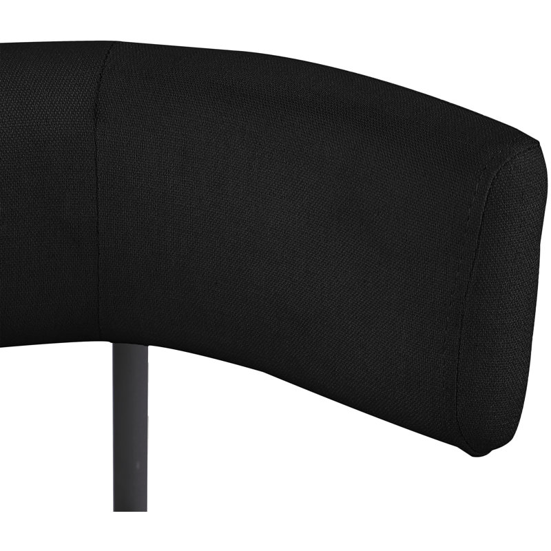 Chaise en tissu texturé Klaidi, Tissu crème texturé en lin, Matte Black