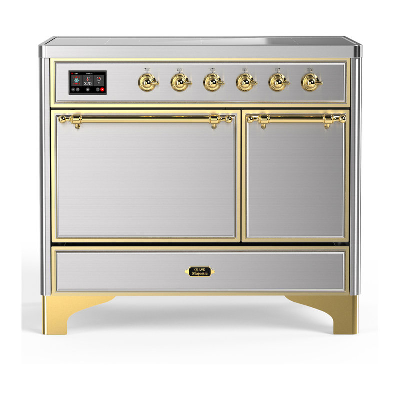 Cuisinière à induction 40 pouces avec 6 éléments à induction en acier inoxydable Majestic III Series (garniture laiton)