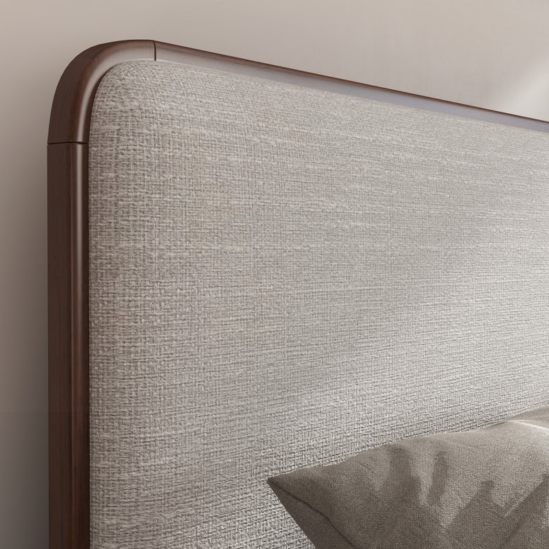 Rubberwood Platform Bed, Natural Walnut Finish