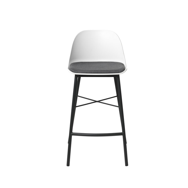 Galata Upholstered Counter Stool with Metal Frame, White 