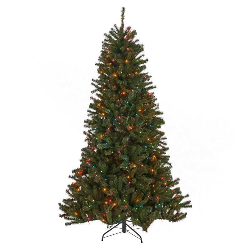 7' Noble Hinged Tree With 500 Multilights-UL,Dia:48, Multicolor