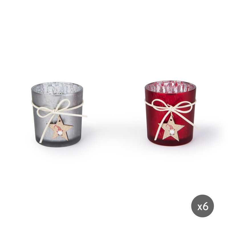 Gnomo 2 Piece Sprayed Glass Tealight Holder Set, 8" x 7"