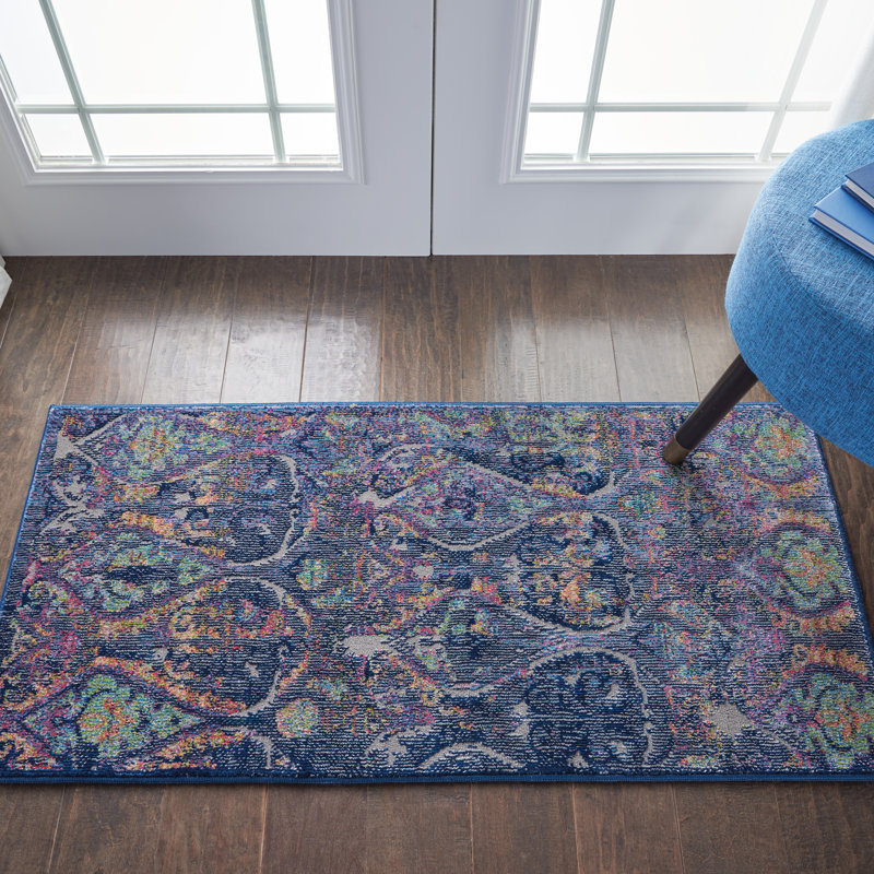 Tapis bleu marine traditionnel Raymond, Rectangle 2 pi x 4 pi