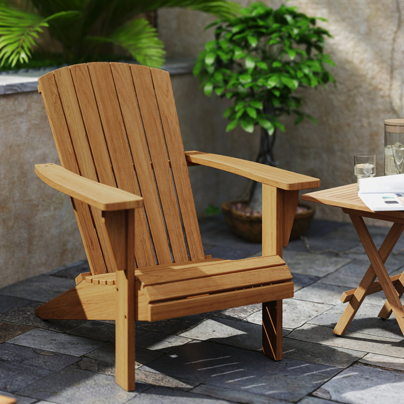 Chaise Adirondack d'extérieur en teck résistante aux intempéries