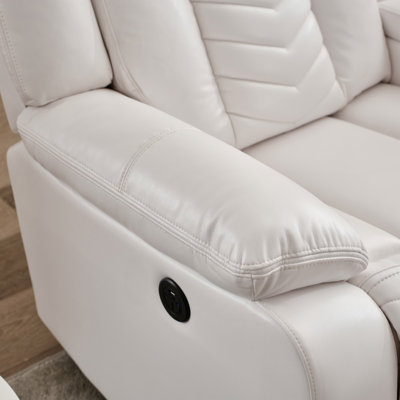 Power reclining Sectional White W/Bluetooth speaker / LED strip / USB port White color