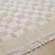 Lavande Checkered Wool Area Rug in Tan/Ivory