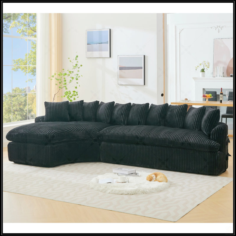 Grand canapé modulaire 127 po, Noir