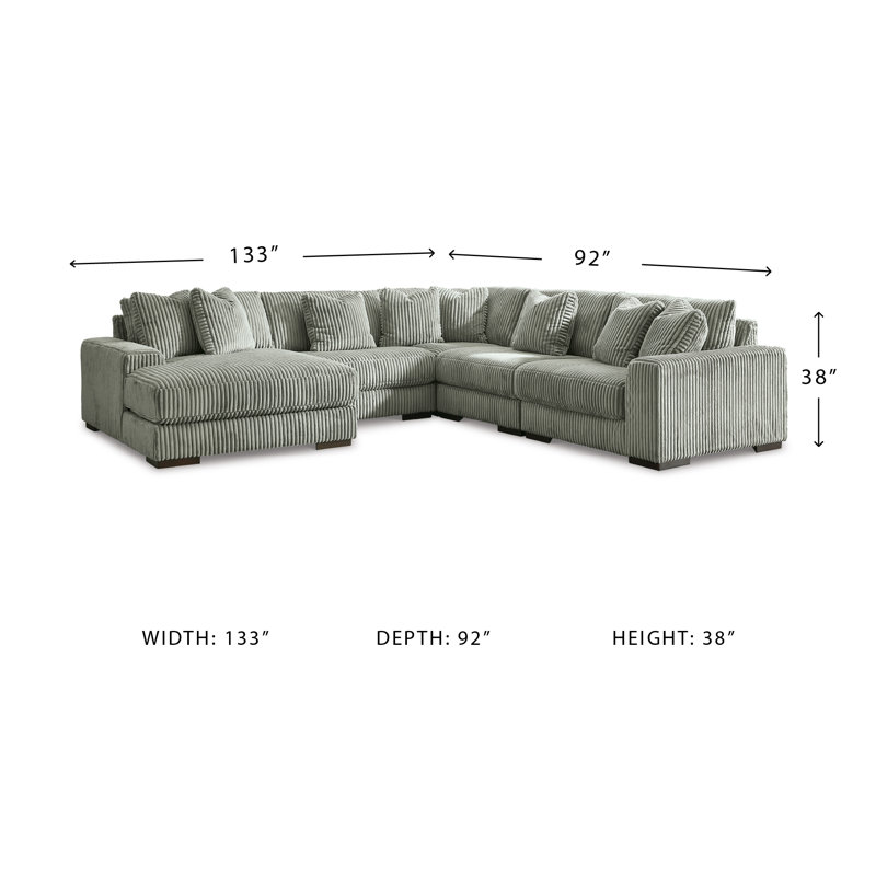 Canapé modulaire 4 pièces avec méridienne Lindyn, Polyester gris