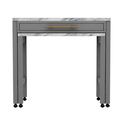 Counter Height Table With Faux Marble Top And In Gray Finish Contemporary Gray, Top, Solid Wood Storage Drawer, Inspired, Seats 4