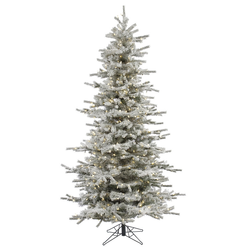 Sierra Flocked Slim Sierra Artificial Christmas Tree with LED Warm White Lights, 4.5' H