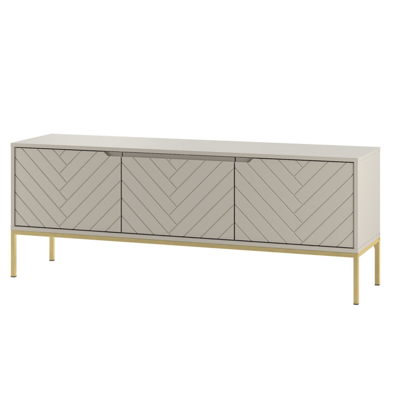 Ankrom Unfinished TV Stand for TVs up to 65", Gray/Gold